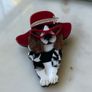 New Darling‎ Red Hat Dog Brooch pin